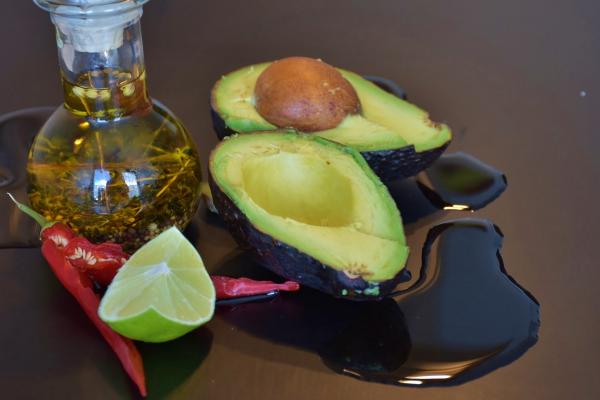 oil, lime and an avocado