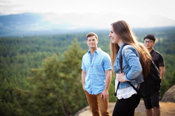 Students surrounded by nature