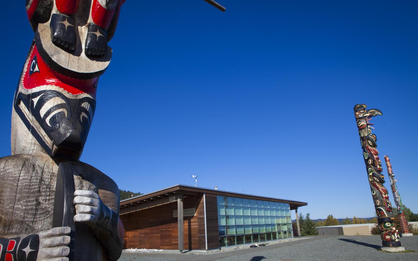 Three totems at the Gathering Place