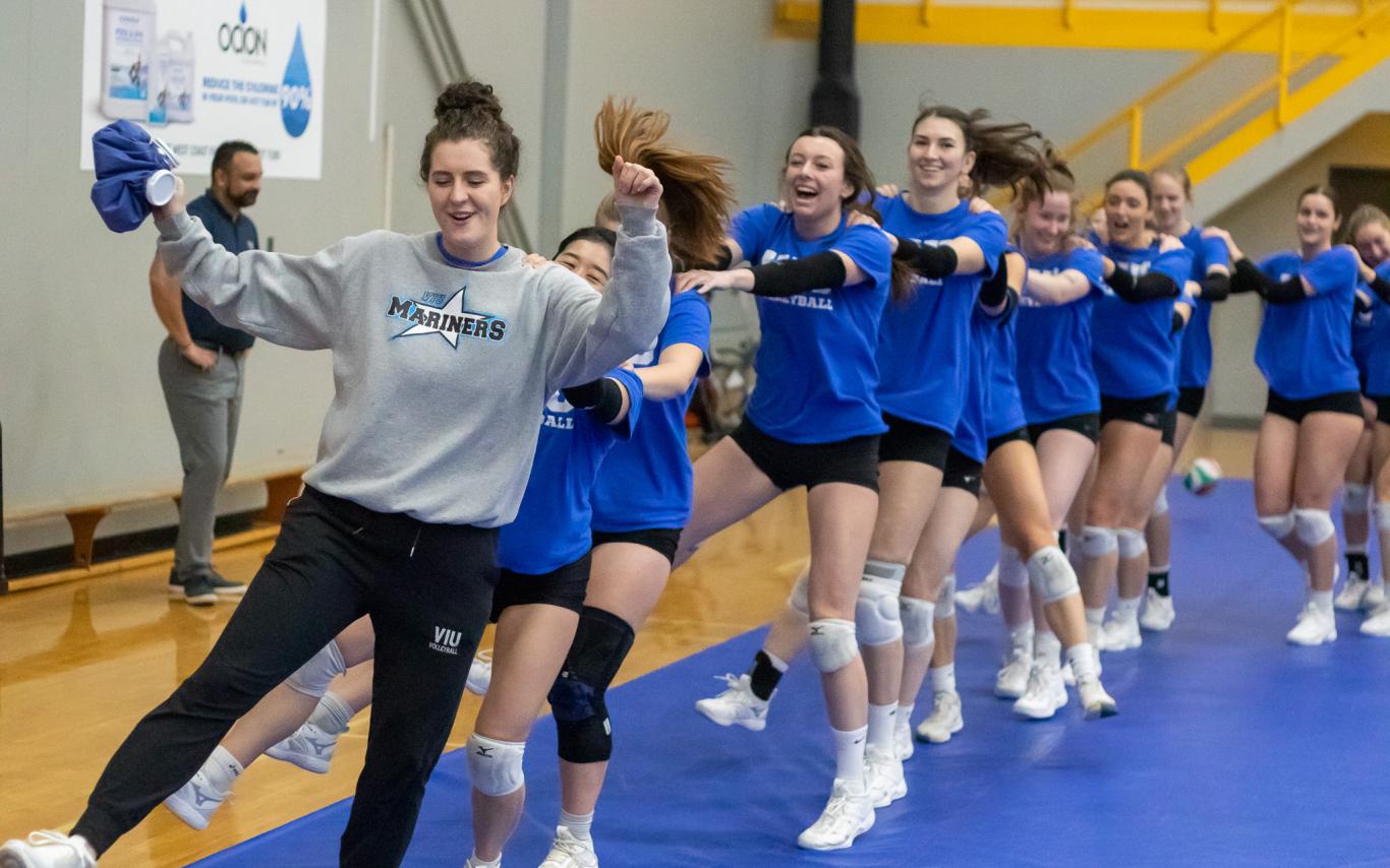 Volleyball team being goofy