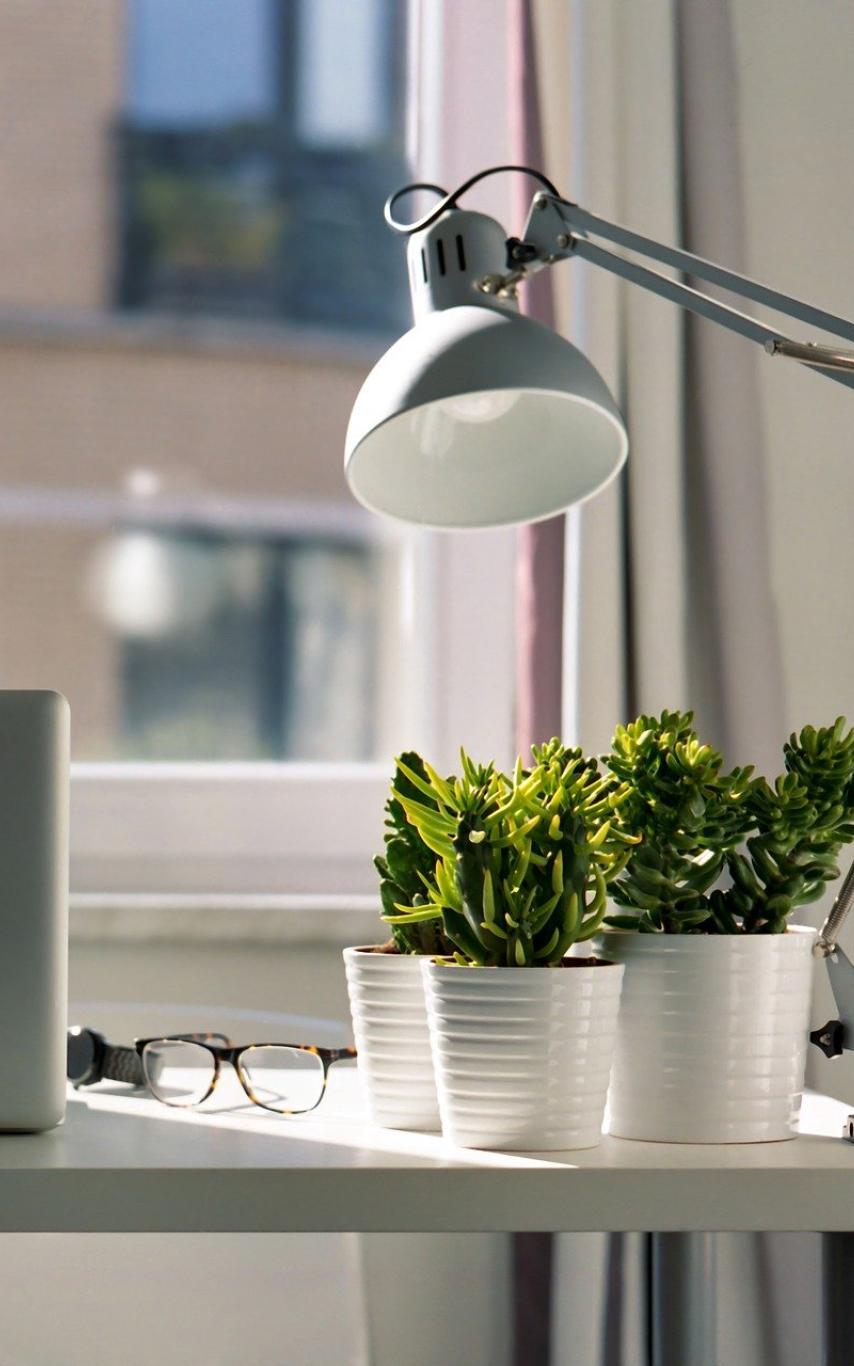desk with plant